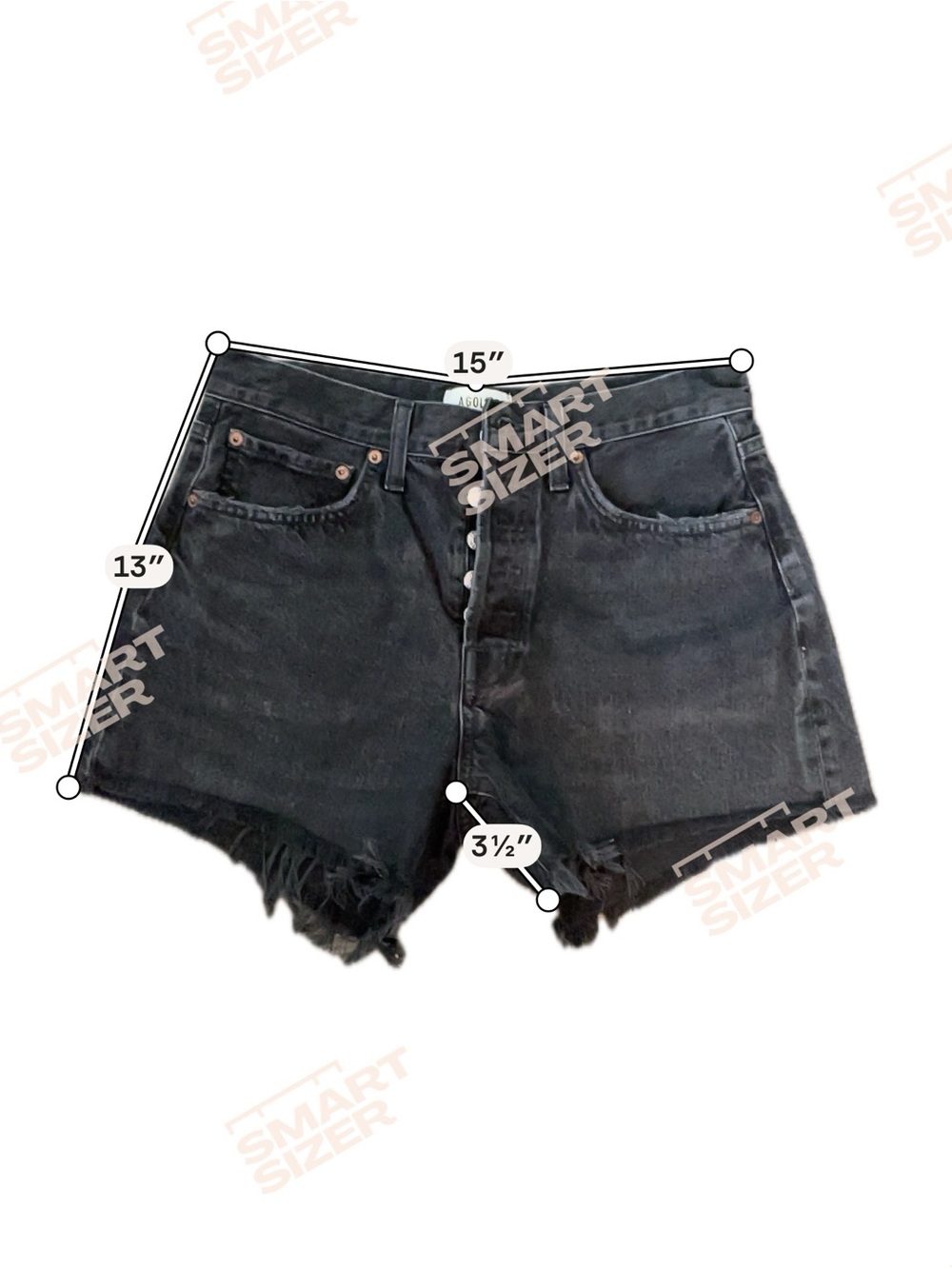 AGOLDE Parker Long Fright Black Denim Shorts Size 26 Button Fly Raw Hem - Picture 5 of 6